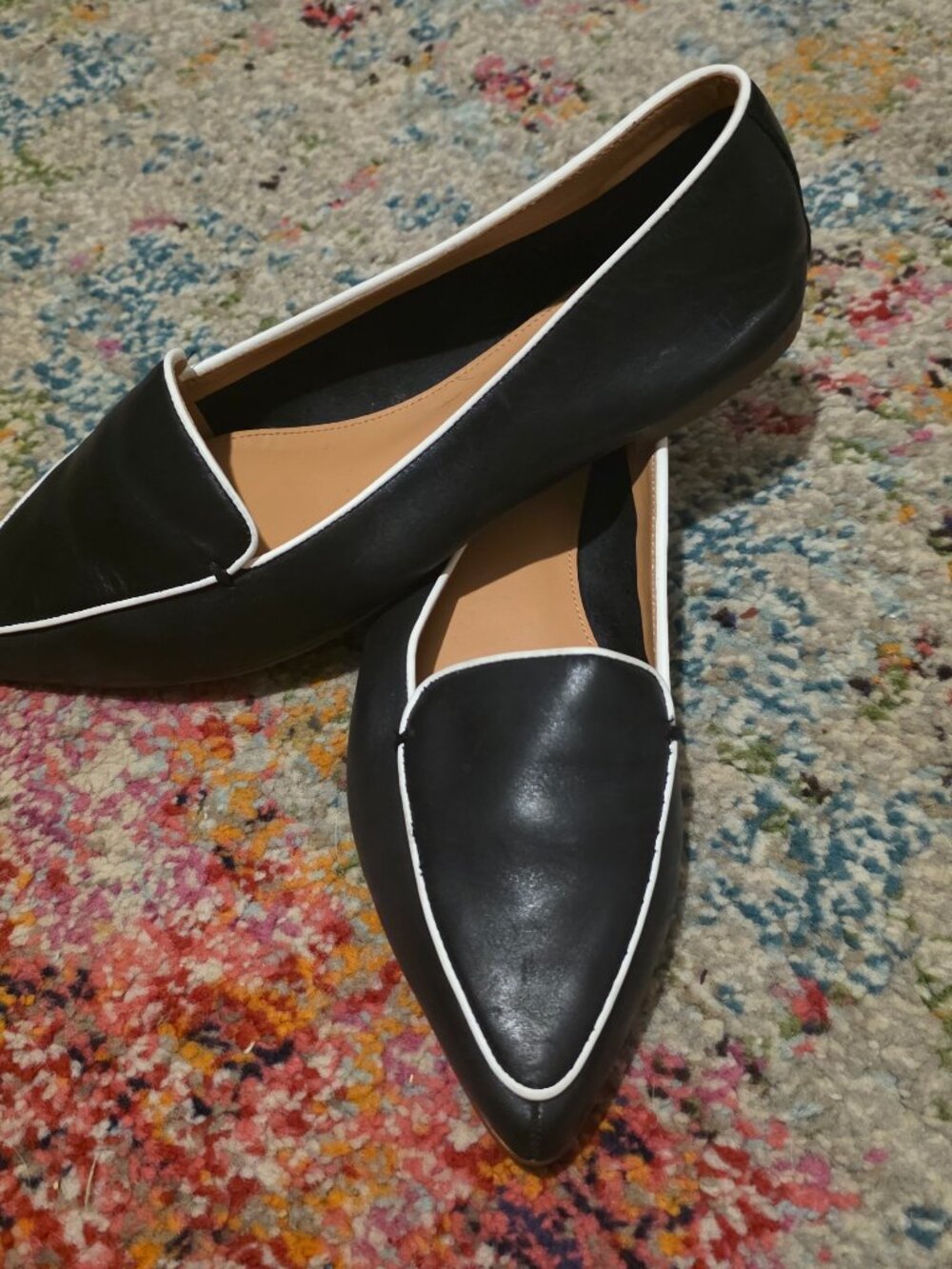 J Crew Edie Ballet Flats Black Leather size 9 MINT!!